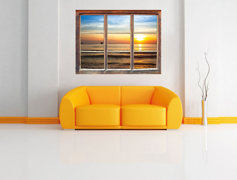 Strand Sonnenuntergang wunderschön 3D Wandtattoo Fenster Wand