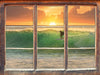 Surfen im Sonnenuntergang 3D Wandtattoo Fenster