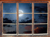 Leuchtender Mond am Nachthimmel 3D Wandtattoo Fenster