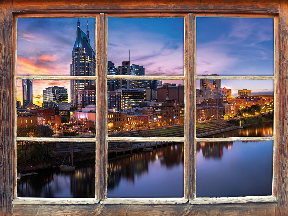 Nashville Skyline Panorama  3D Wandtattoo Fenster