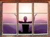 Yoga in den Bergen  3D Wandtattoo Fenster