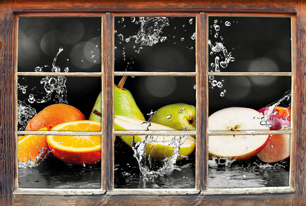 Früchte im Wasser 3D Wandtattoo Fenster