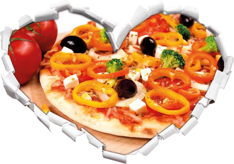 Köstliche Pizza aus Italien  3D Wandtattoo Herz