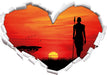 Roter Sonnenuntergang in Afrika  3D Wandtattoo Herz