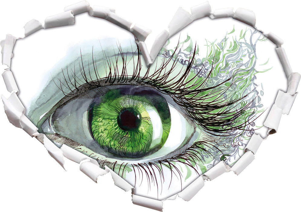 Grünes Auge  3D Wandtattoo Herz