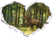 Hirsch im Wald  3D Wandtattoo Herz