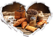 Aromatischer Kaffee mit Croissant 3D Wandtattoo Herz