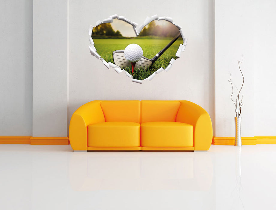 Golf Abschlag 3D Wandtattoo Herz Wand