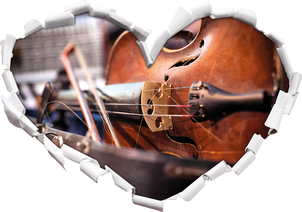 Alte Violine  3D Wandtattoo Herz