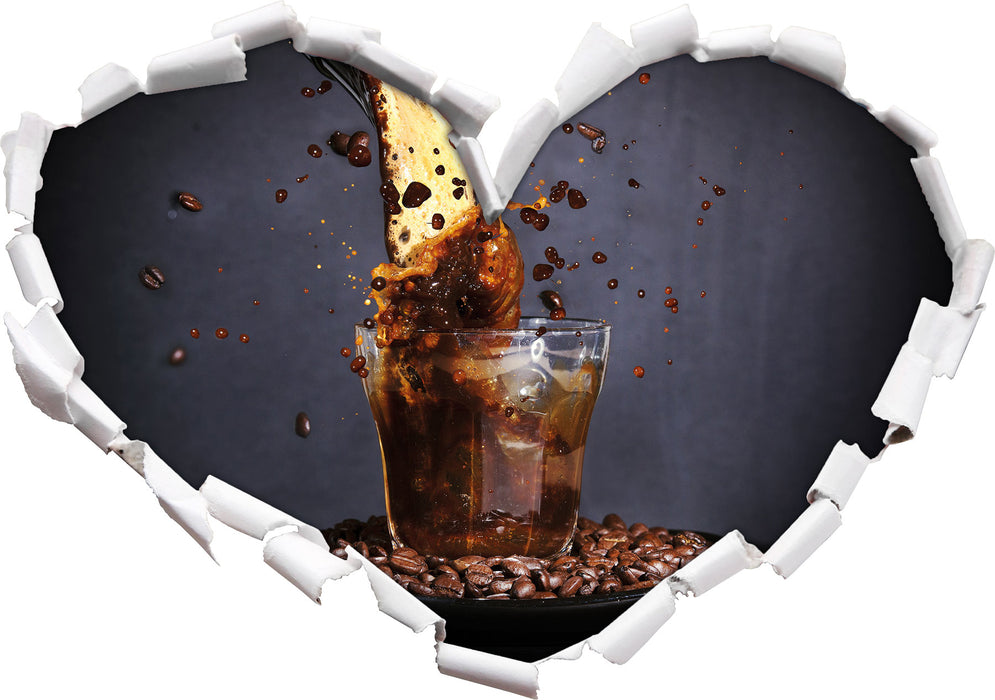 Gekühlter Bohnenkaffee  3D Wandtattoo Herz