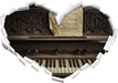 Klavier mit Notenblatt  3D Wandtattoo Herz