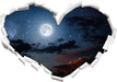 Leuchtender Mond am Nachthimmel 3D Wandtattoo Herz