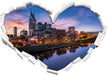 Nashville Skyline Panorama  3D Wandtattoo Herz
