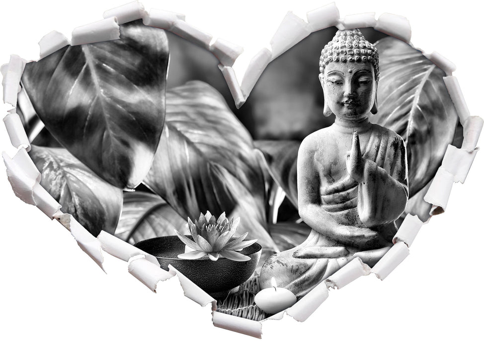 Buddha Statue 3D Wandtattoo Herz