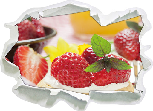 Leckere Erdbeertörtchen  3D Wandtattoo Papier