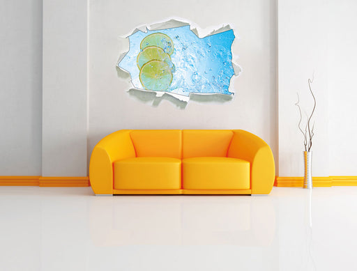Zitrone fällt ins Wasser 3D Wandtattoo Papier Wand