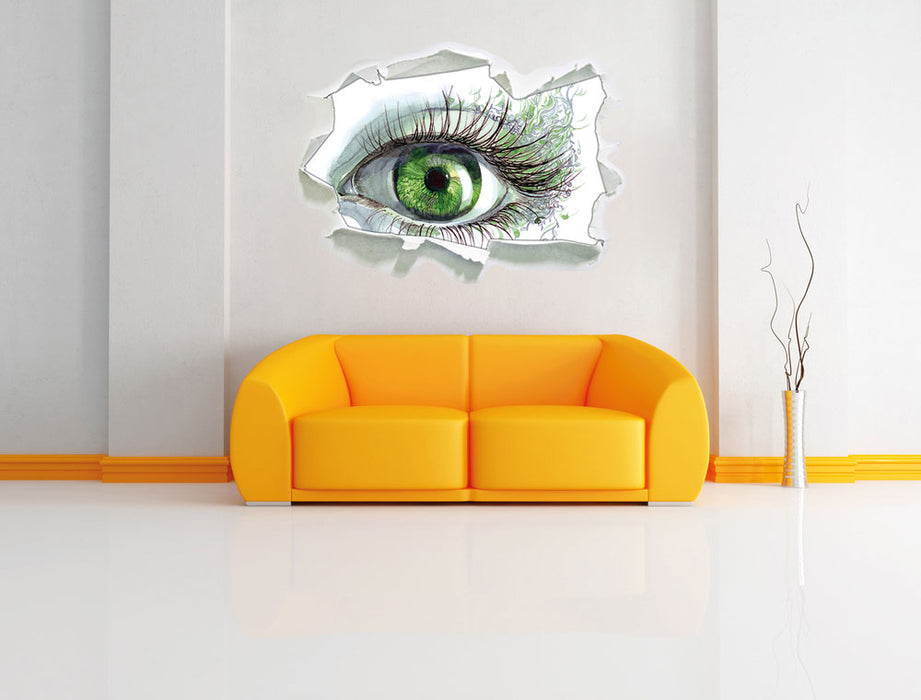 Grünes Auge 3D Wandtattoo Papier Wand