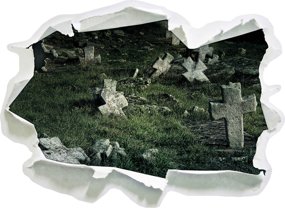 Friedhof schwarz weiß  3D Wandtattoo Papier