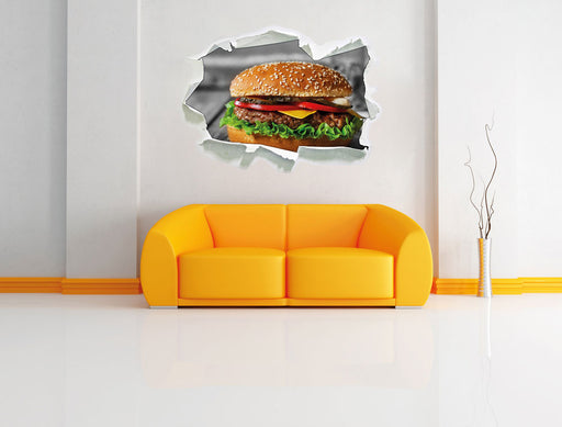 appetitlicher Cheeseburger 3D Wandtattoo Papier Wand