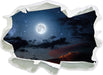 Leuchtender Mond am Nachthimmel 3D Wandtattoo Papier