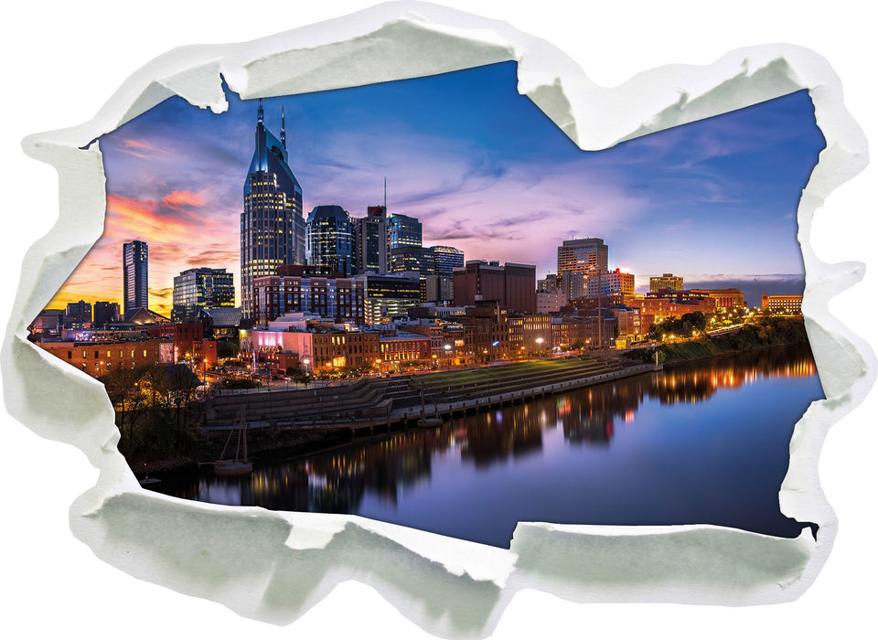 Nashville Skyline Panorama  3D Wandtattoo Papier
