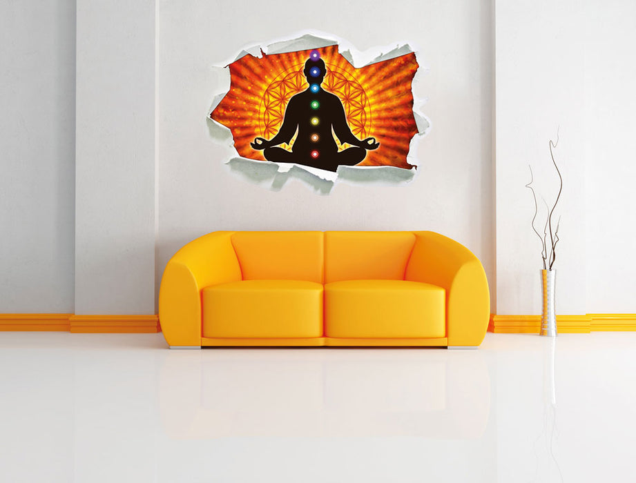 Meditation mit den 7 Chakren 3D Wandtattoo Papier Wand