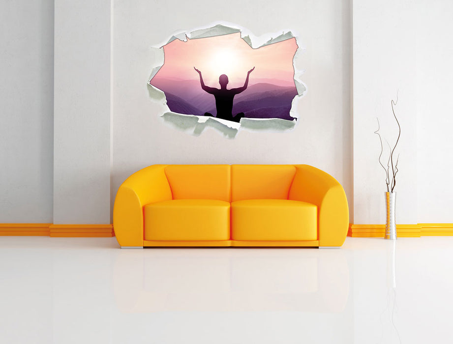 Yoga in den Bergen 3D Wandtattoo Papier Wand