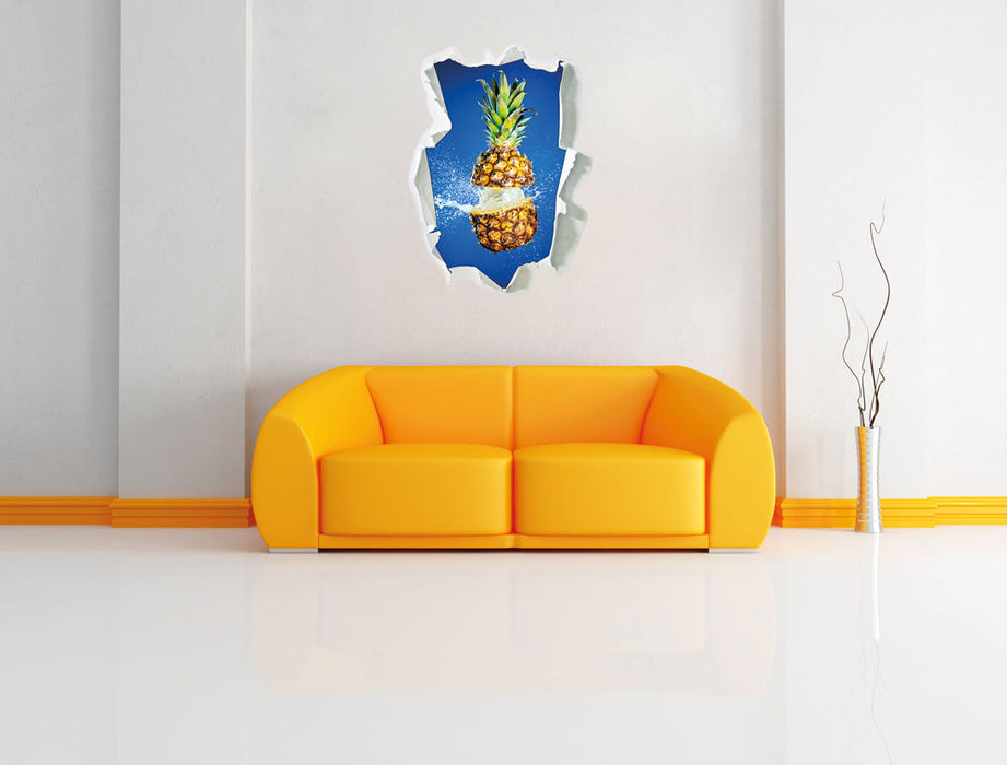 Ananas mit Wasser bespritzt 3D Wandtattoo Papier Wand