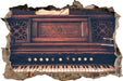 altes Klavier schwarz-Weiß  3D Wandtattoo Wanddurchbruch