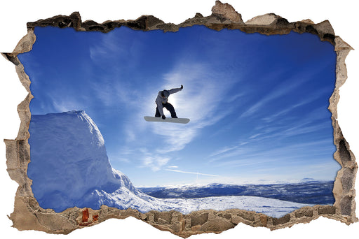 Snowboard Sprung Extremsport  3D Wandtattoo Wanddurchbruch