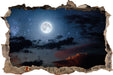 Leuchtender Mond am Nachthimmel 3D Wandtattoo Wanddurchbruch