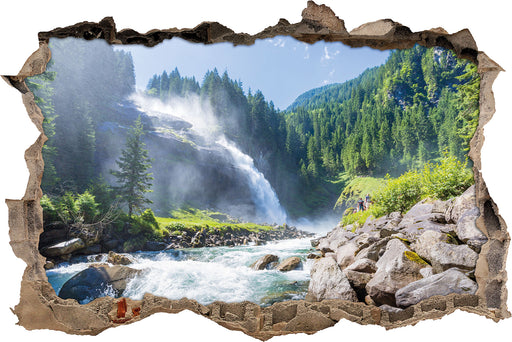 Wasserfälle Nationalpark Salzburg 3D Wandtattoo Wanddurchbruch