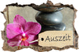 Auszeit Orchidee mit Zen Steinen  3D Wandtattoo Wanddurchbruch