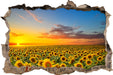 Sonnenuntergang Sonnenblumen  3D Wandtattoo Wanddurchbruch