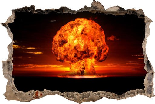 Gefährlicher Atomfeuerpilz  3D Wandtattoo Wanddurchbruch