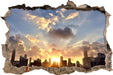 Chicago Skyline im Sonnenaufgang  3D Wandtattoo Wanddurchbruch