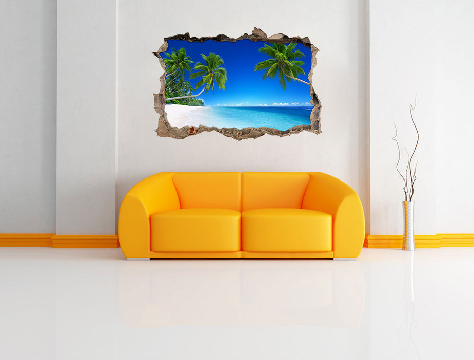 Palmen über dem Meer 3D Wandtattoo Wanddurchbruch Wand