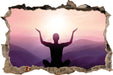 Yoga in den Bergen  3D Wandtattoo Wanddurchbruch