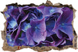 Blaue Hortensien Blüte 3D Wandtattoo Wanddurchbruch