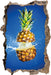 Ananas mit Wasser bespritzt  3D Wandtattoo Wanddurchbruch