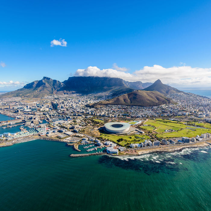Luftaufnahme von Kapstadt, Glasbild Quadratisch