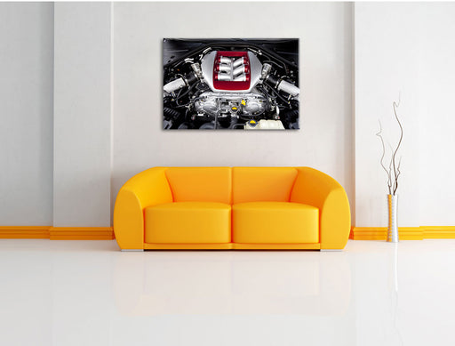 Cooler Motorblock Leinwandbild über Sofa