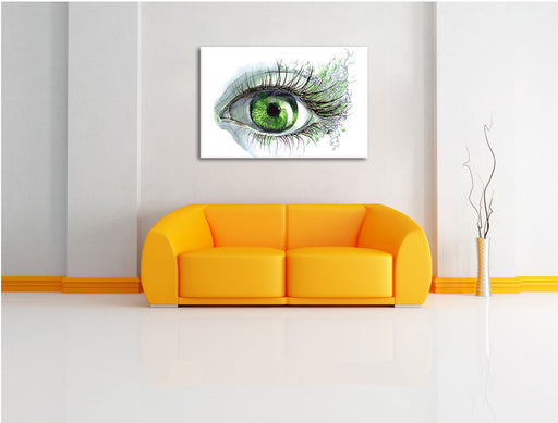 Grünes Auge Leinwandbild über Sofa