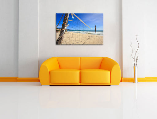 Volleyballnetz am Strand Leinwandbild über Sofa