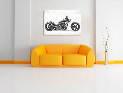 Motorrad grau Carbonoptik Leinwandbild über Sofa
