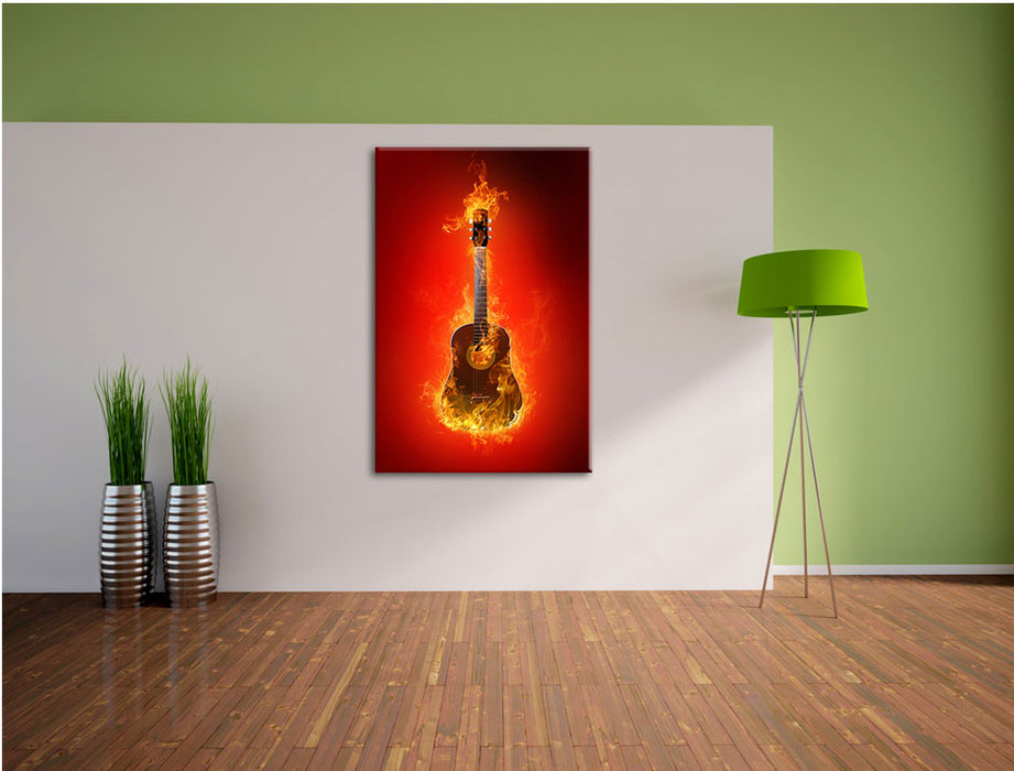 Brennende Gitarre Heiße Flammen Leinwandbild im Flur