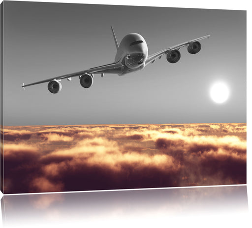 Flugzeug über Wolkenmeer Leinwandbild