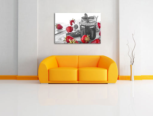 Erdbeeren Marmelade Leinwandbild über Sofa