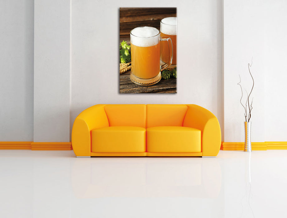 Bier Malz Bierglas Leinwandbild über Sofa