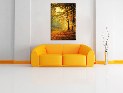 Wald im Herbst Leinwandbild über Sofa